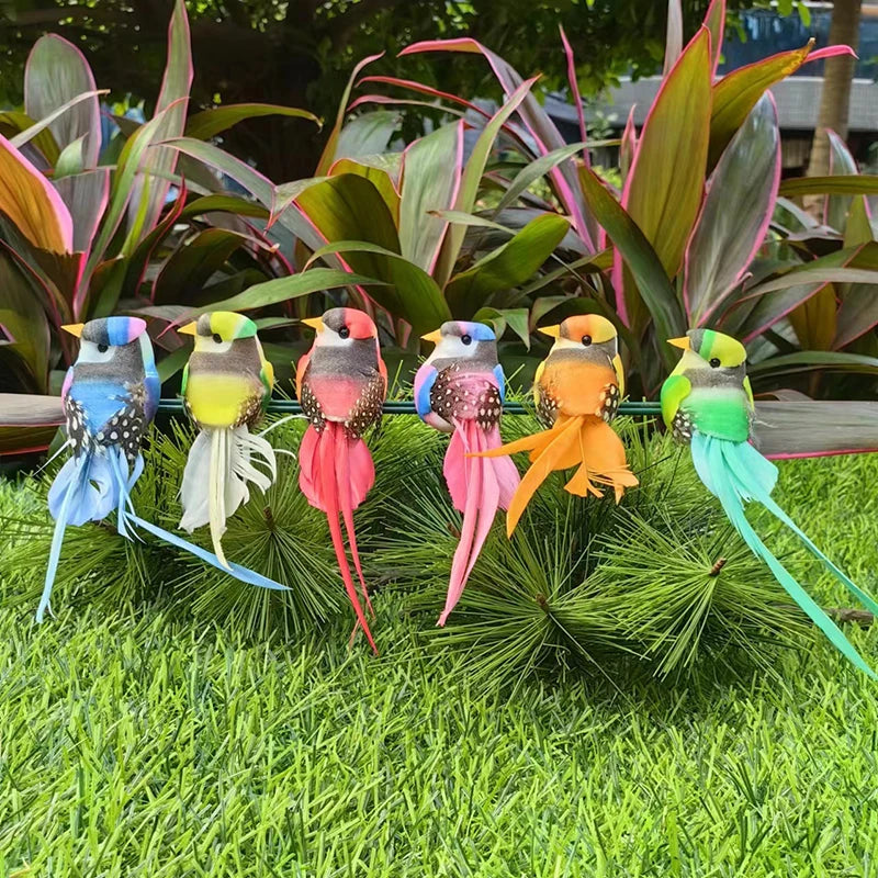décoration noël oiseaux réalistes bleu vert orange plumage adhésifextérieur ornement jardin