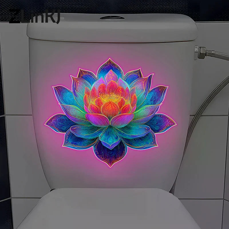 sticker mural multicolore fleur lotus adhésif art contemporain décoration intérieure chambre salon