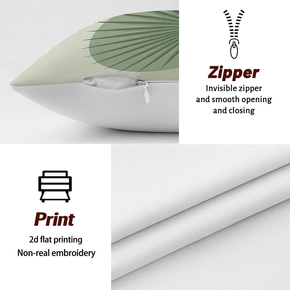 taies d'oreiller décoratives feuilles tropicales minimaliste moderne polyester beige vert 40x40cm 45x45cm 50x50cm 60x60cm