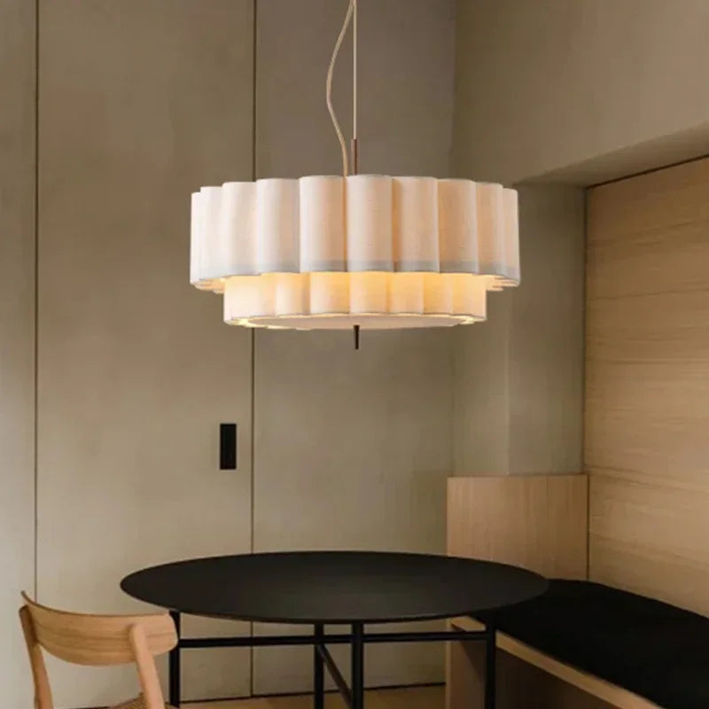 suspension lumineuse moderne blanc rayures horizontales opacité chaîne métallique 65cm 220v toucher interrupteur