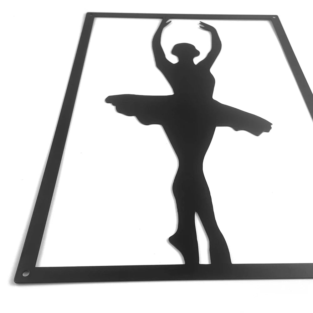 décoration murale silhouette danseuse pose classique art minimaliste noir métalintérieur chambre salon trois pièces