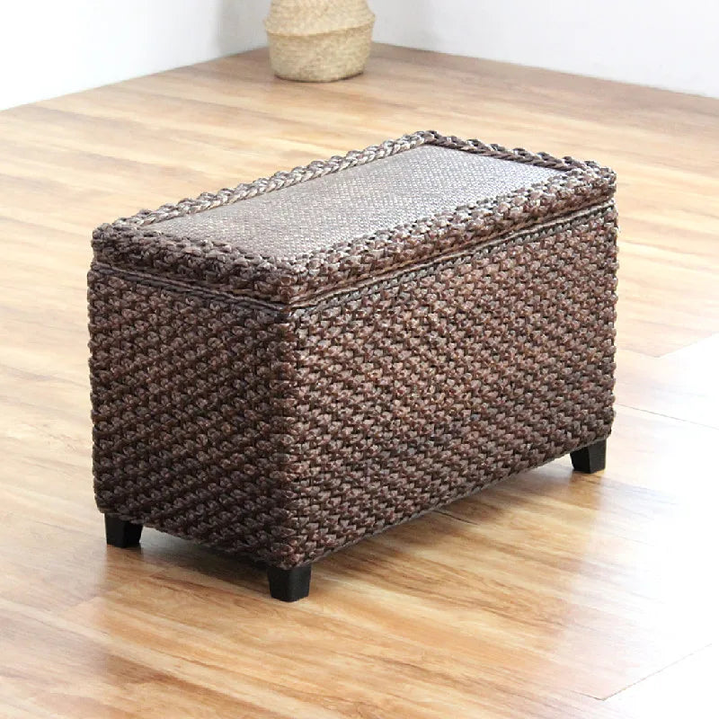 banc rangement moderne rotin coussin amovible rangement chaussures sous siège minimaliste