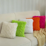 housses coussin décoratives peluche polyester moderne fermeture glissière bleu noir rose violet orange blanc