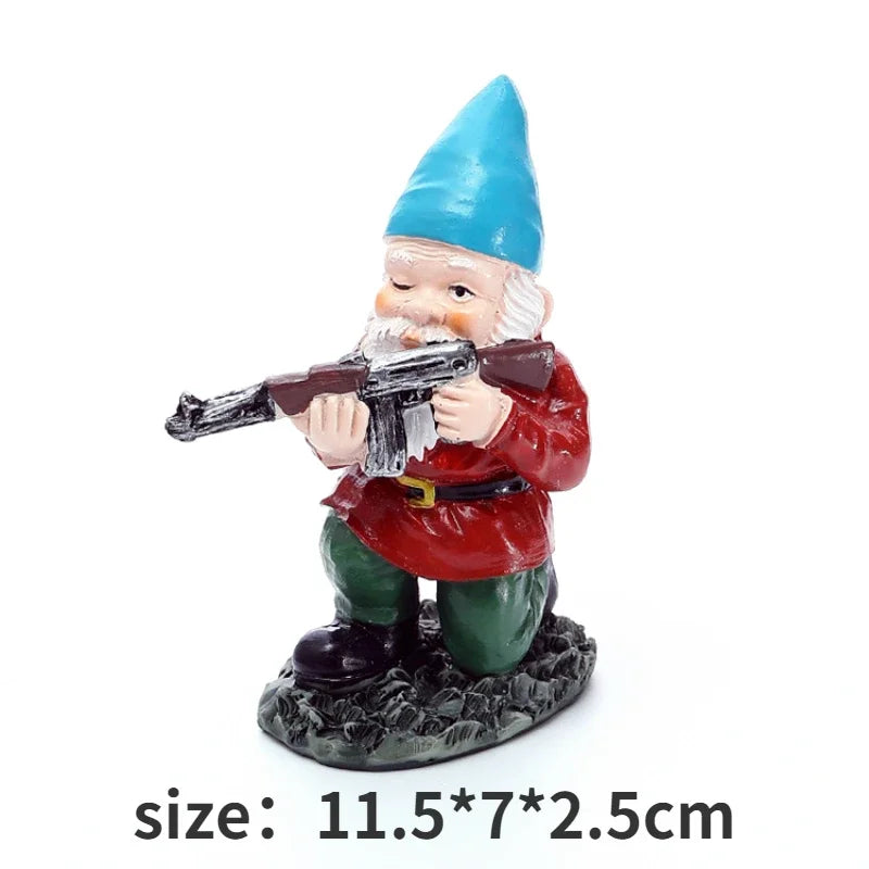 statuette lutin humoristique résine verte bleue rouge ornement extérieur jardin maison cadeaux