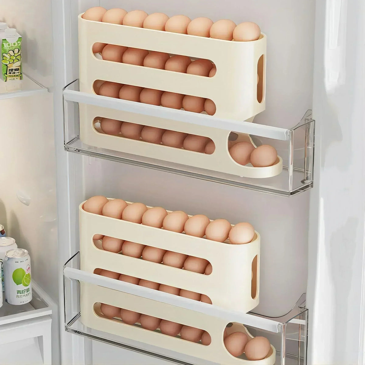support œufs réutilisable plastique moderne beige clair grande capacité coulissante couches fixations invisibles