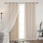 Rideau occultant double couche gris clair avec ouverture bipartite