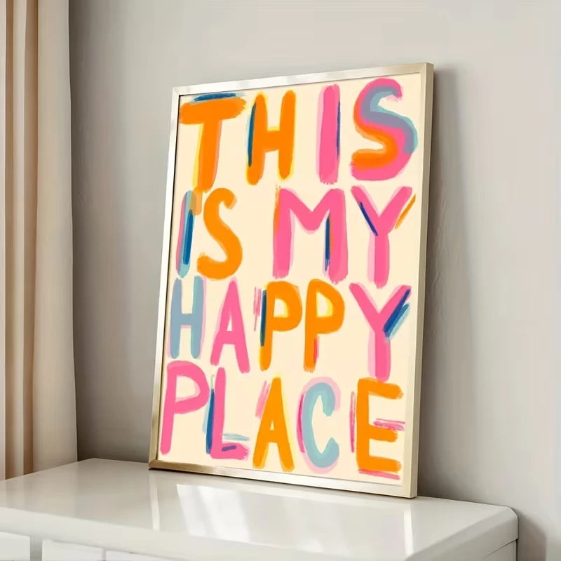 affiche moderne positive texte coloré fond texturé orange rose bleu chambre salon decoration wall