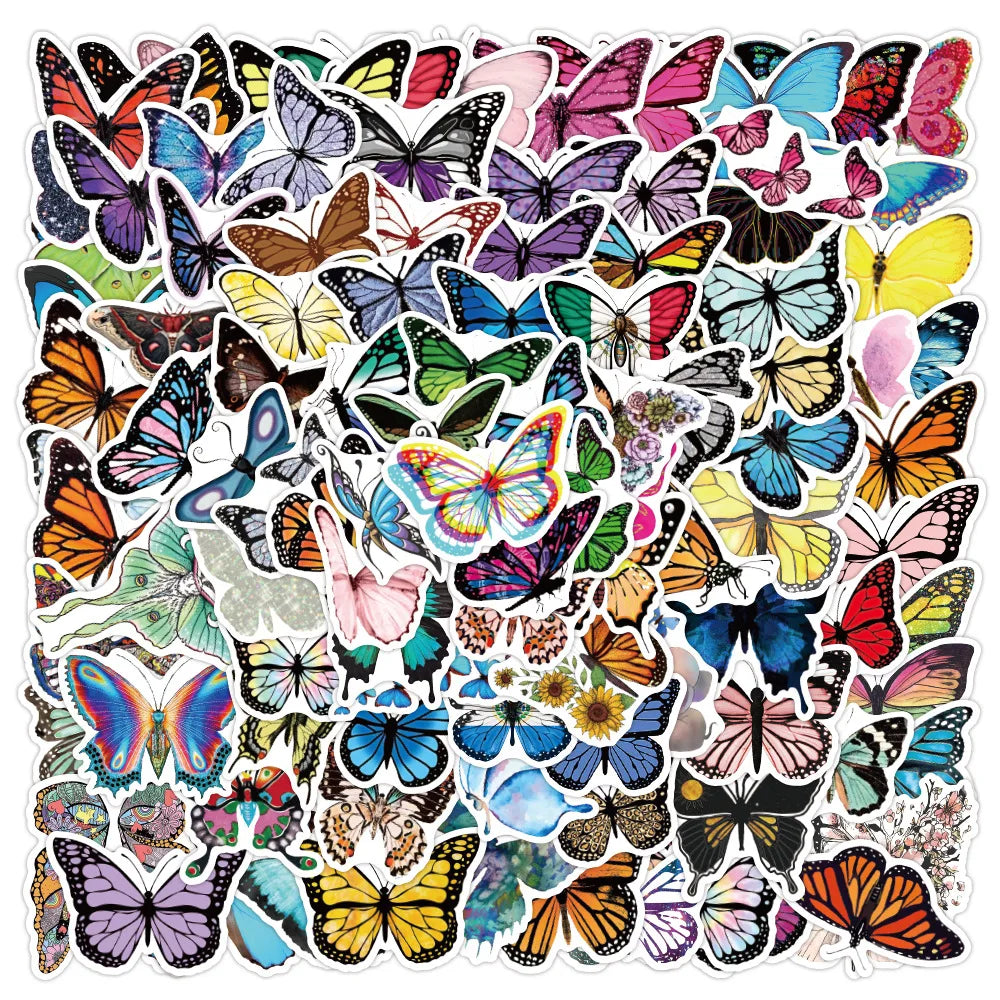 sticker papillon multicolore motif artiste adhésif enfant decoration maison 50 pieces