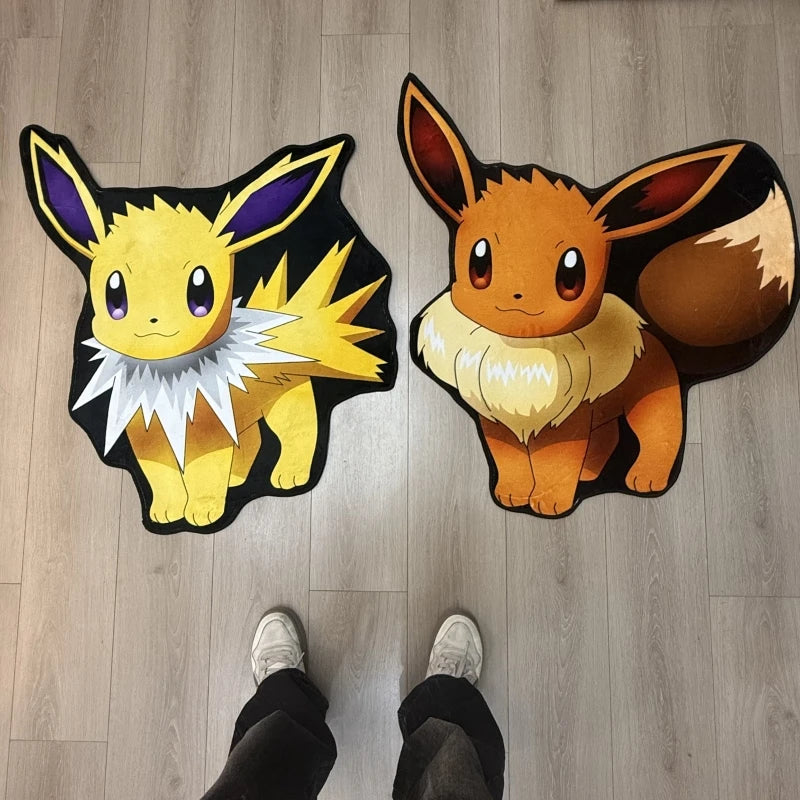 tapis pokémon eevee lucario pikachu personnages animés flanelle douce 100cm 120cm 150cm orange bleu