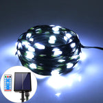 guirlande lumineuse solaire vert blanc multicolore points lumineux espacés moderne clips autonomes distant