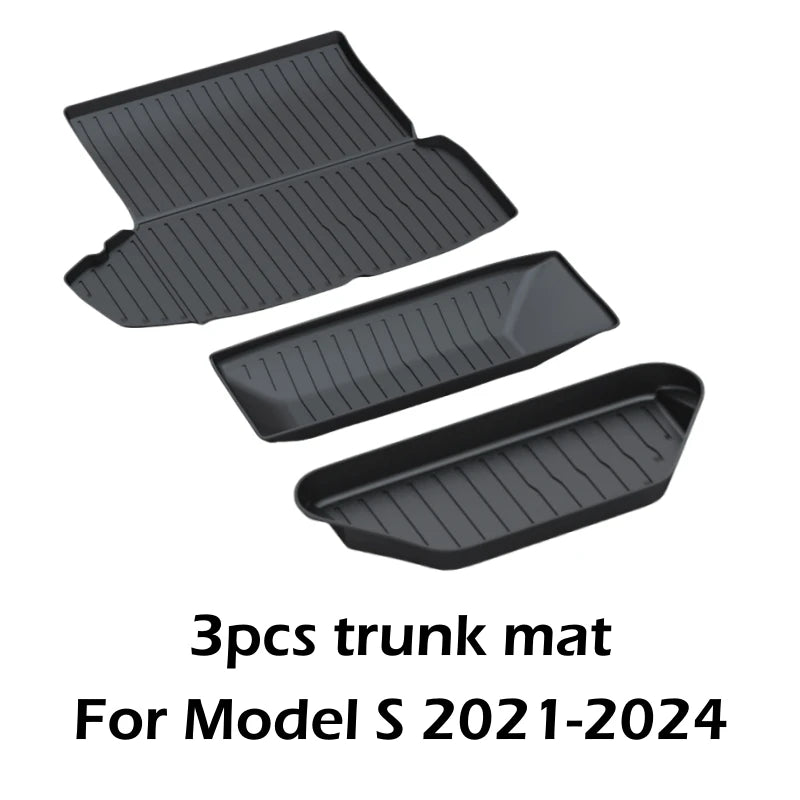 tapis sol coffre tesla model 2021 2024 noir rayures horizontales intégré étanche