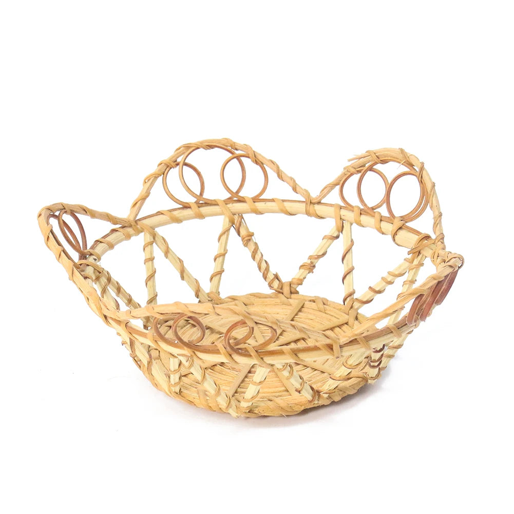 panier tressé rotin rustique rangement fruits écologique naturel maison cuisine dessert snacks beige marron