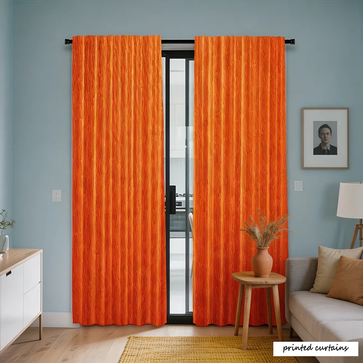 rideaux modernes orange vif imprimé rayures verticales opaques maison 100% polyester