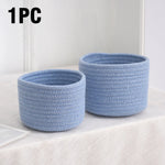 corbeilles rangement tissées coton blanc rose bleu clair pliables respectueuses l'environnement multifonctionnelles moderne rustique