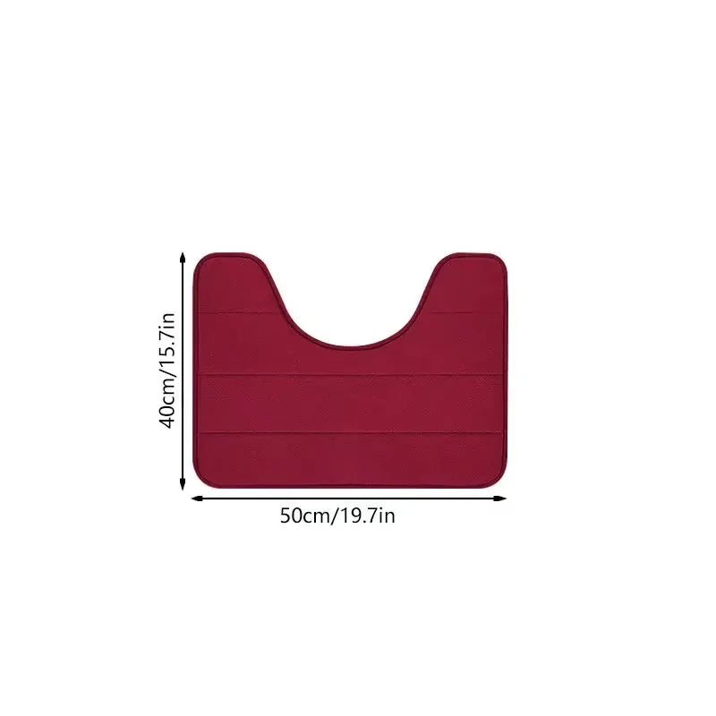 tapis toilette salle bain gris noir rouge rayures horizontales microfibre antidérapant moderne adhésif rapide