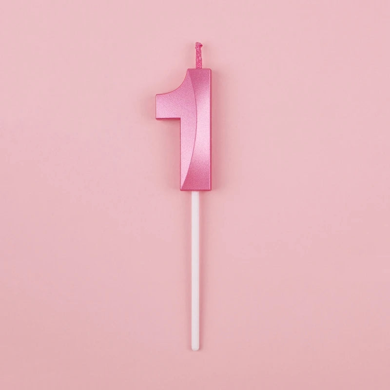 bougie anniversaire chiffre rose pâle brillant décoration gâteau fête bébé adulte cadeau fête moderne