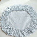 housse lit rayures blanches bleues coton élastique moderne adultes chambre literie blanc bleuclair