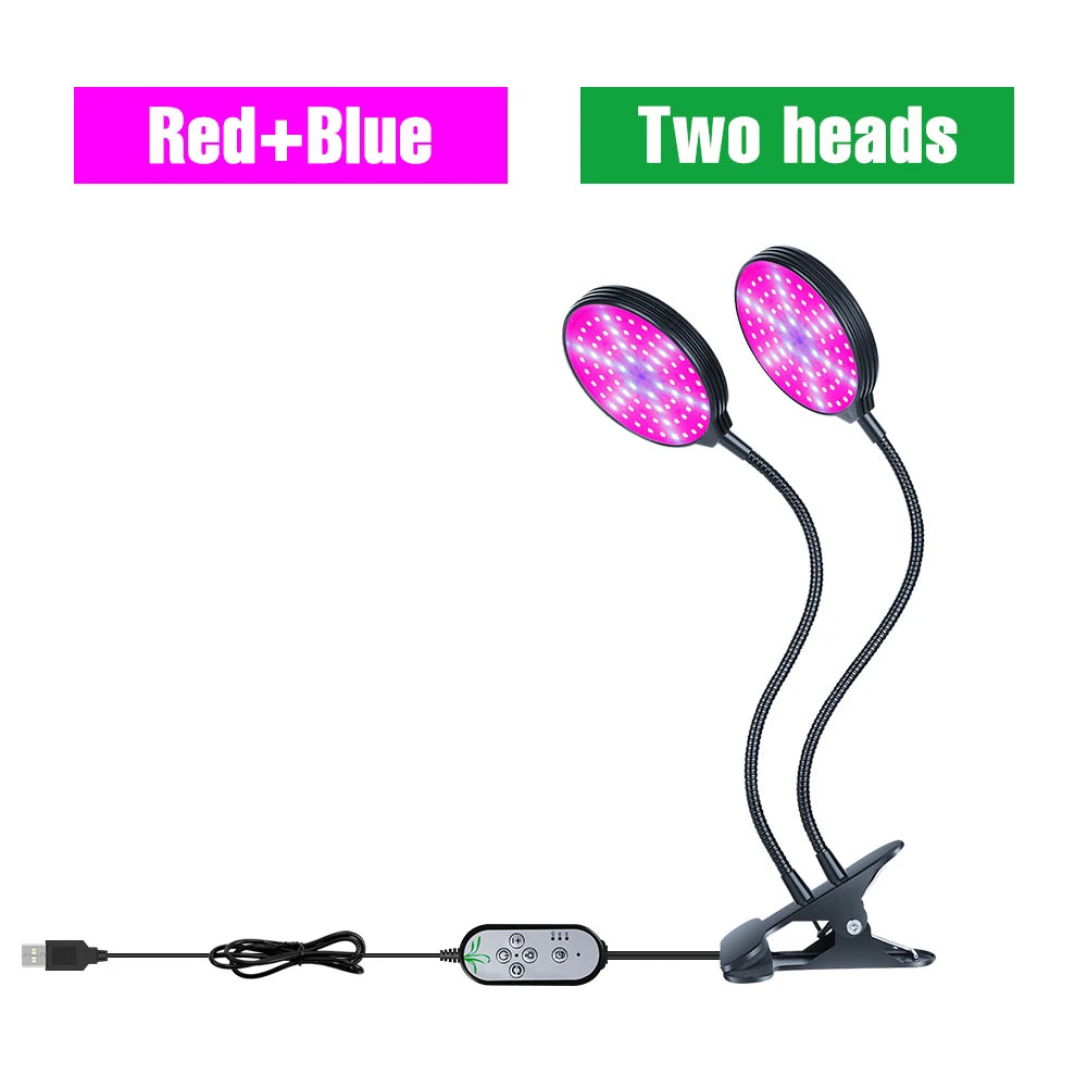 lampe croissance led noir moderne minuterie usb 5v têtes crochets réglable auto