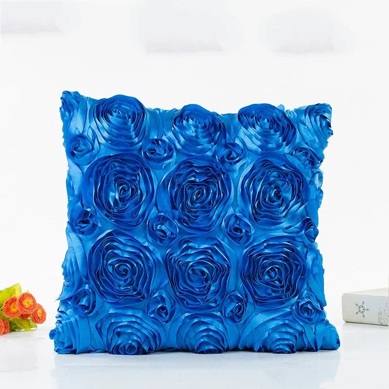 taies oreiller rose motif roses élégantes 40x40cm polyester fermeture glissière carreaux décoratifs rouges