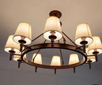 lustre tissu bronze doré lumières classique vintage salon chambre coucher