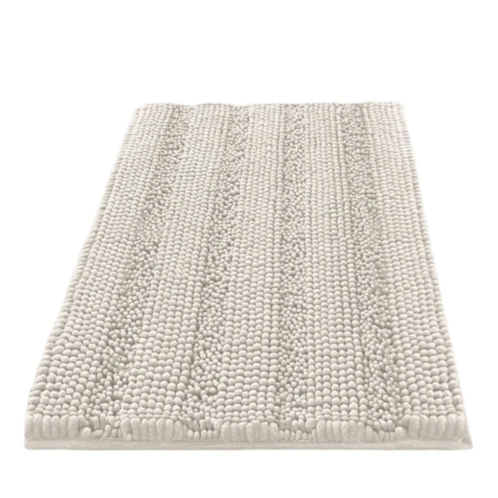 tapis bain antidérapant moderne tissu boules relief beige vert clair gris