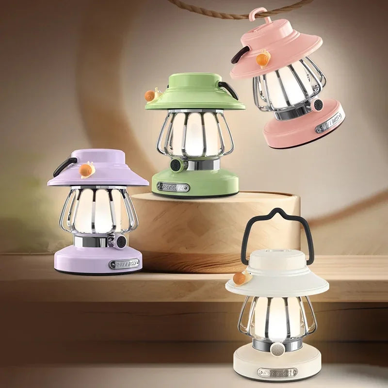 veilleuse camping rechargeable led transparente vintage rose vert violet blanc