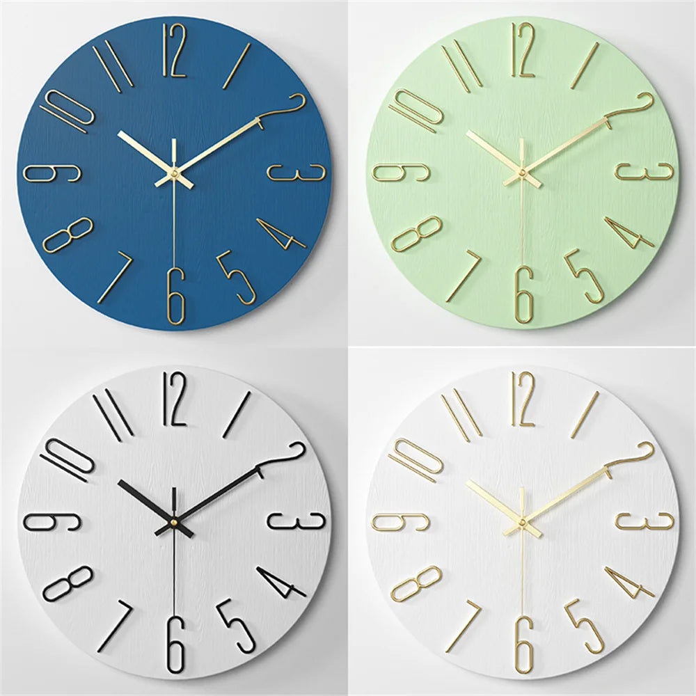 horloge murale moderne quartz aiguille boisée noir blanc minimaliste chambre salon