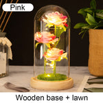 roses stabilisées bouquet guirlande lumineuse cloche verre décoration intérieure romantique anniversaire valentin engagement