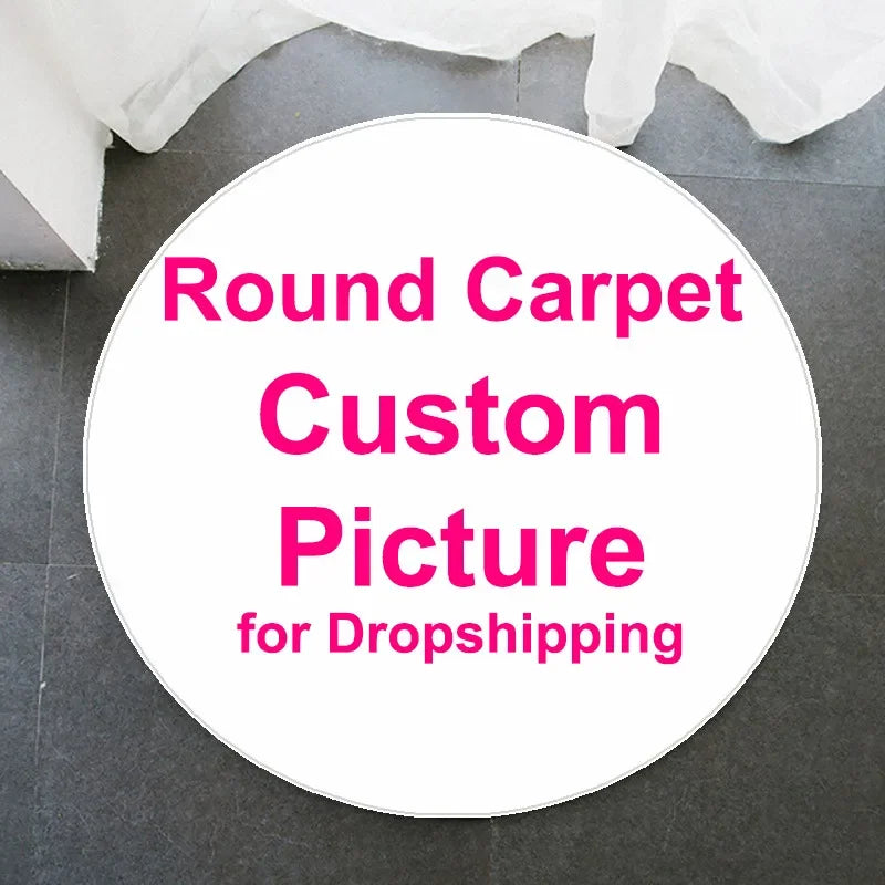 tapis rond personnalisable noir antidérapant imperméable intérieur extérieur 100cm 120cm