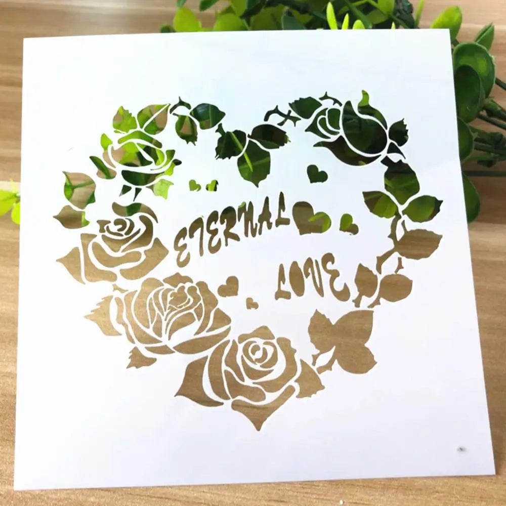 Stencil blanc motifs floraux palmiers oiseaux raisins feuilles bricolage scrapbooking decoration