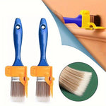 pinceau peinture bleu jaune gris clips poils poignée plastique