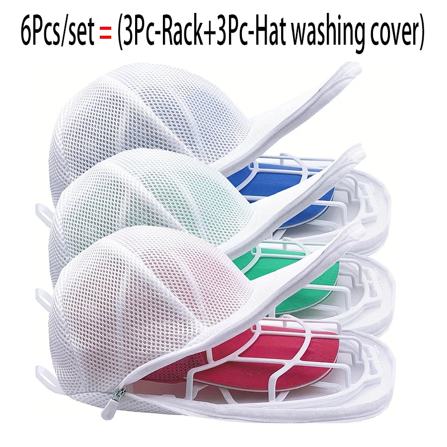 rangement chapeau casquette baseball bleu blanc vert maille clips sac lavage durable protecteur