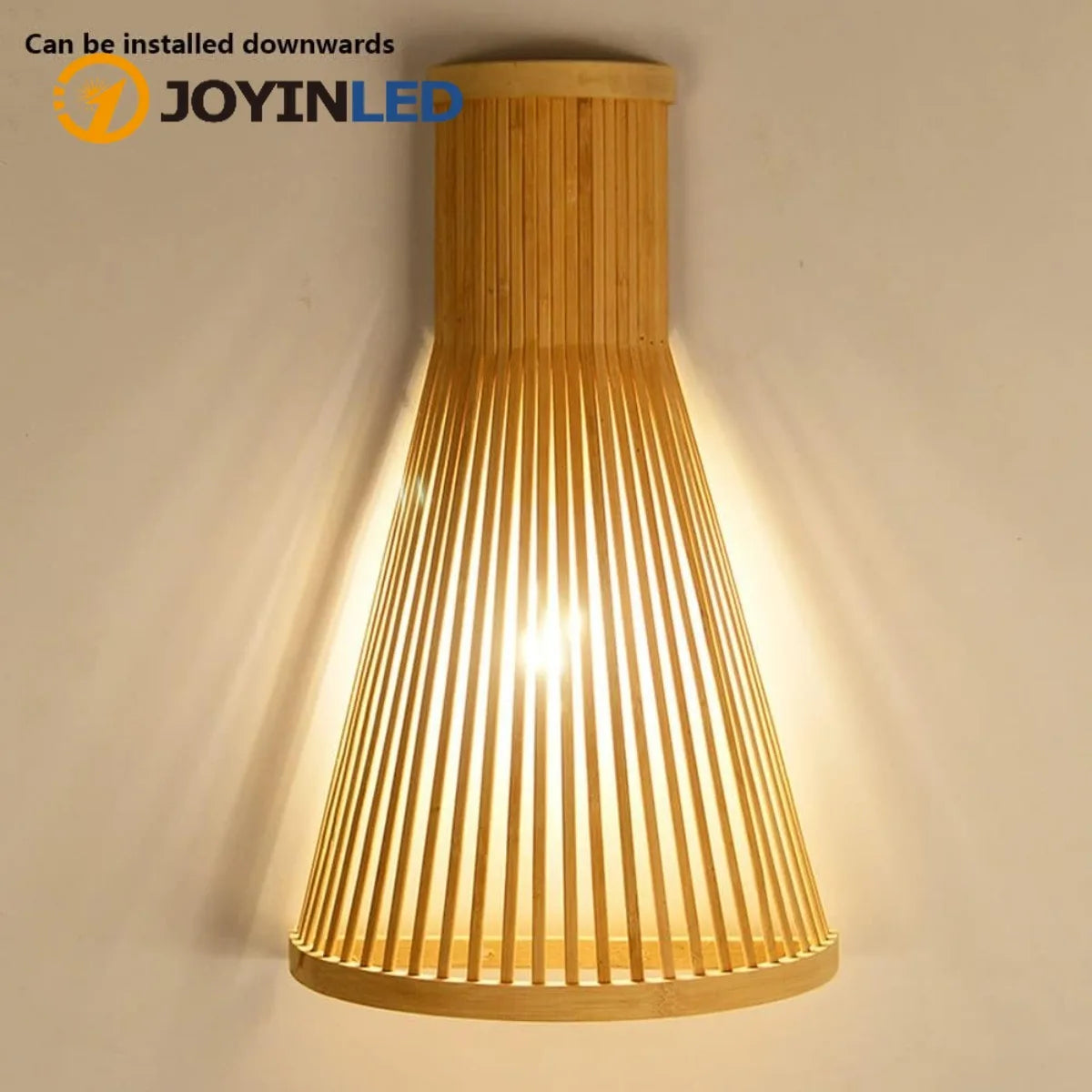 lampe murale bois naturel moderne fixée 25cm large 40cm hauteur éclairage quotidien chambre salon