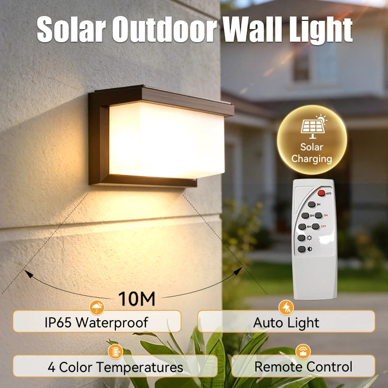 lampe murale extérieure solaire moderne minimaliste noir blanche hydrofuge télécommande modes vis