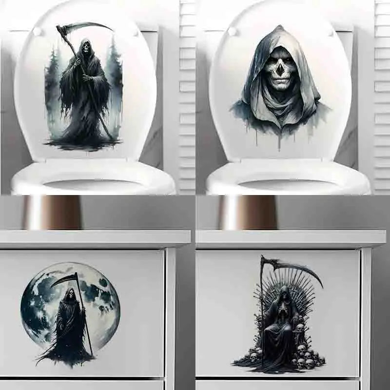autocollant mural gothique grim reaper nuit étoiles noir illustration