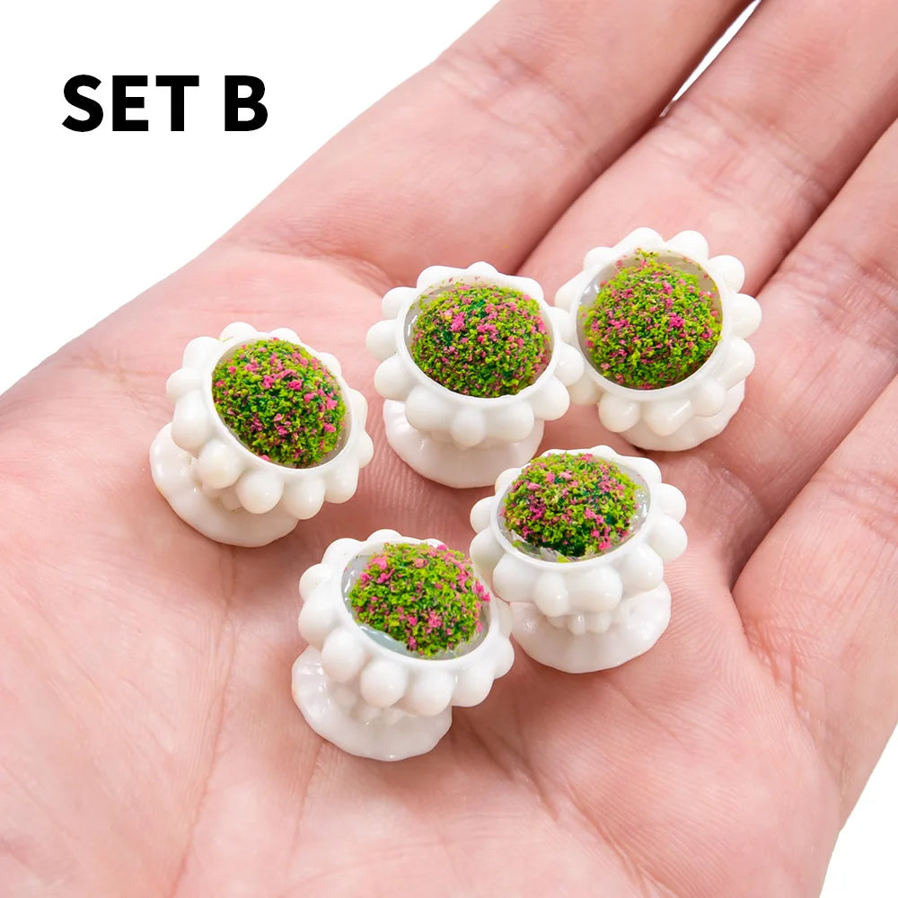 miniature pots fleurs blanc détails relief décoration jardin diy artificiels