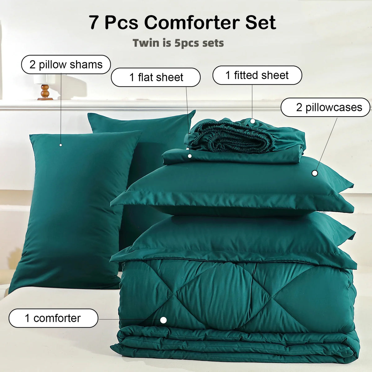 ensemble literie vert foncé texture quadrillée moderne housses oreiller drap plat housse couette elasticées
