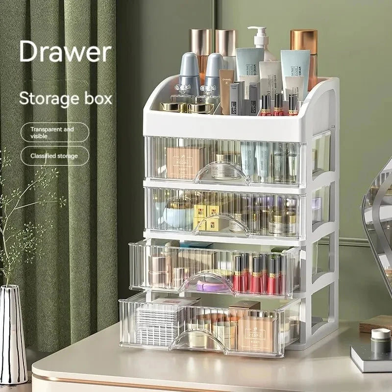 boîte rangement tiroirs transparente blanc moderne organisateur cosmétique multifonctionnelle double