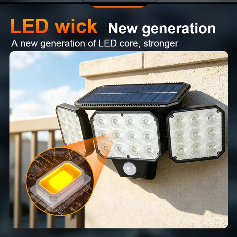 lampe solaire détecteur mouvement noir led ip65 murale moderne sécuritéextérieur jardin