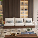 canapé lit moderne bois tissu composite beige marron foncé tissu uni imprimé 2000 2400