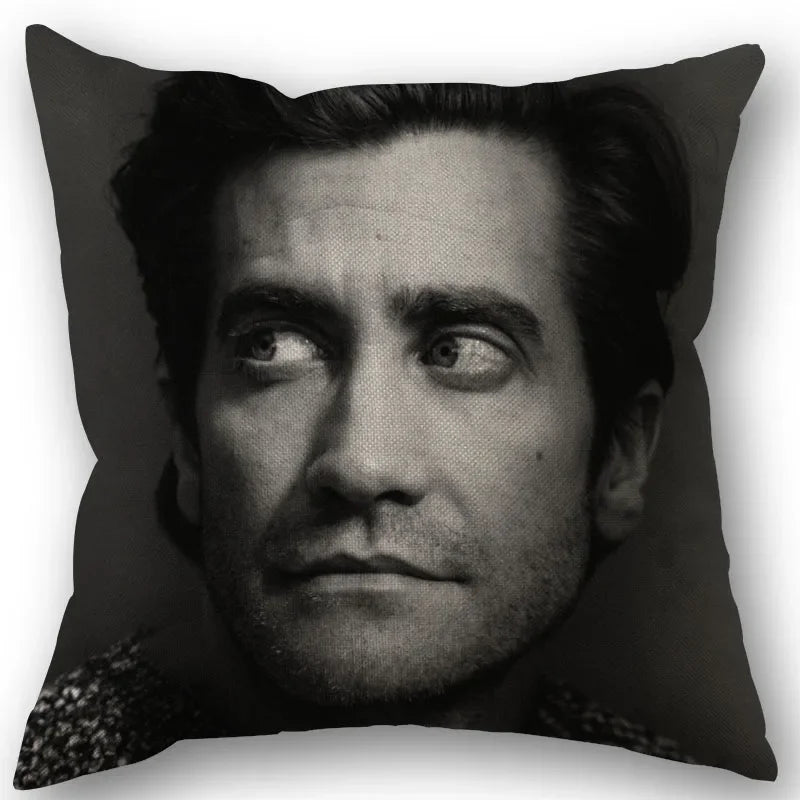 taies d'oreiller coton lin motif jake gyllenhaal moderne bleu marine imprimé décoration maison washable