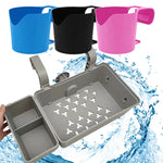 organisateur piscine bleu noir rose compartiments boissons clips fixation moderne rangement