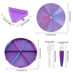 palette broderie moderne six compartiments pinceau brosse multicolores violet bleu rose