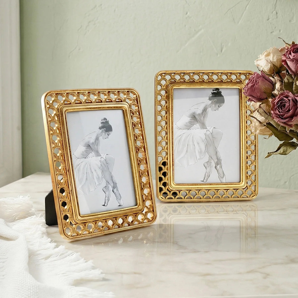 cadre photo doré argenté classique élégant support inclinable résine rectangle moderne decoration