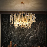 Suspension lumineuse moderne dorée transparentes branches salon chambre