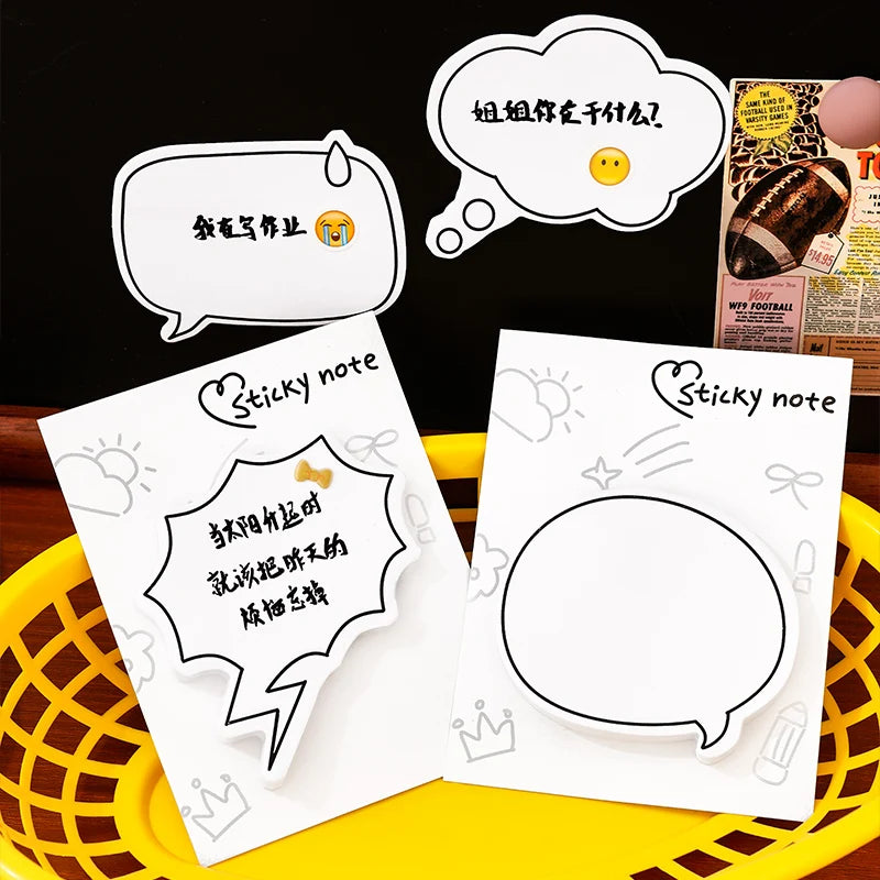 notes autocollantes blancs motifs bulles soleil couronne adhésif moderne graphique scrapbooking fournitures
