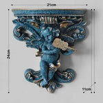 décoration murale résine cherubin baroque fleurs artificielles vintage étagères murales blanc bleu turquoise