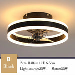 ventilateur lampe led télécommande moderne cristaux noir élégant eyelets circulaire