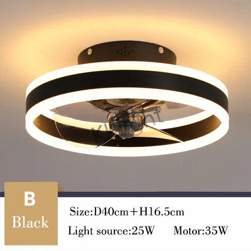 ventilateur lampe led télécommande moderne cristaux noir élégant eyelets circulaire
