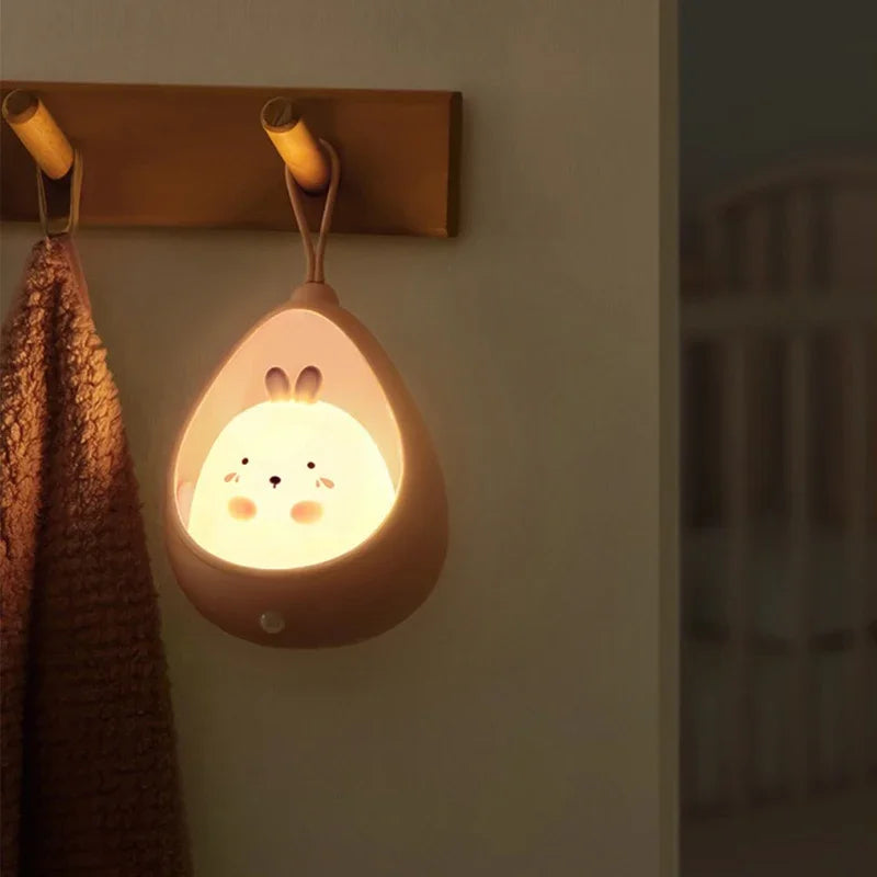lampe chevet veilleuse animaux rose blanc bleu moderne détecteur présence led abe abs